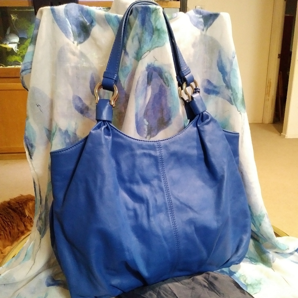 Cole Haan cobalt blue glove leather handbag